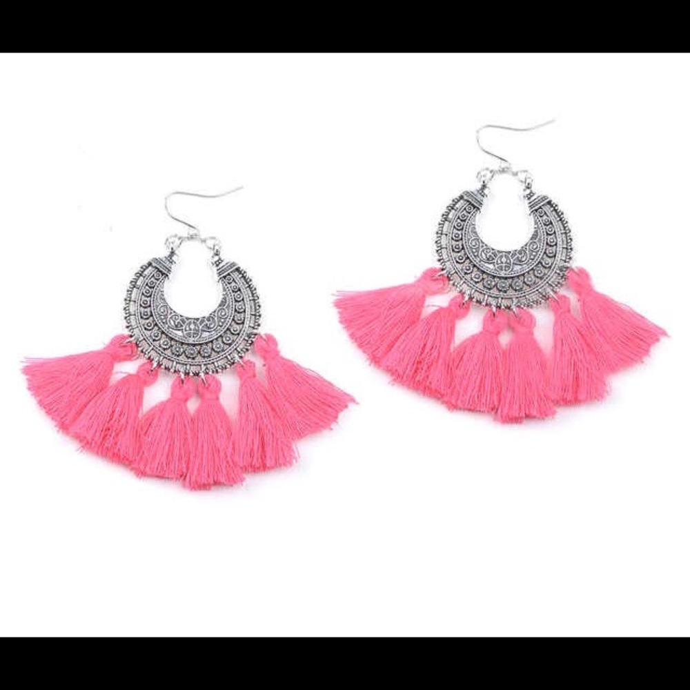 Pink and Silver Tassel Earrings 💫 BNWT✨